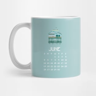 June 2022 Calendar Pixel Art Mug